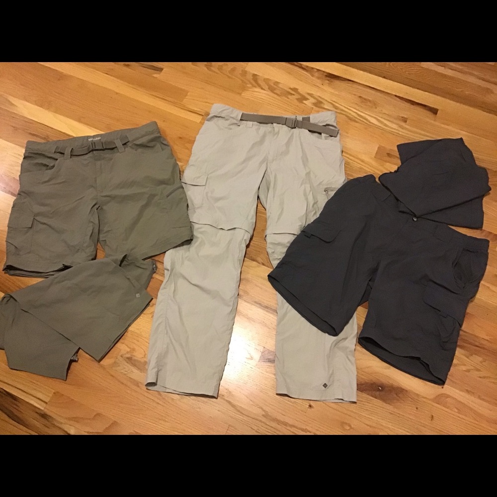3 pairs Columbia zip off pants/shorts